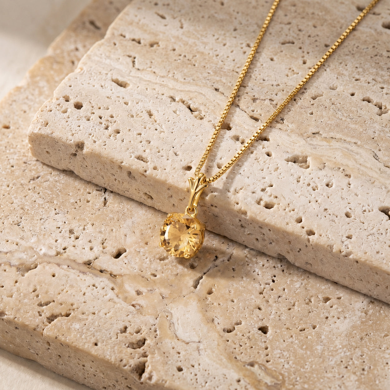 Yellow Gold Petal Rose Necklace Garnet 10K — Liliana