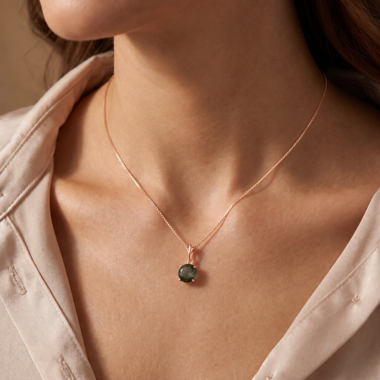 Rose Gold Petal Rose Necklace Citrine 10K — Liliana