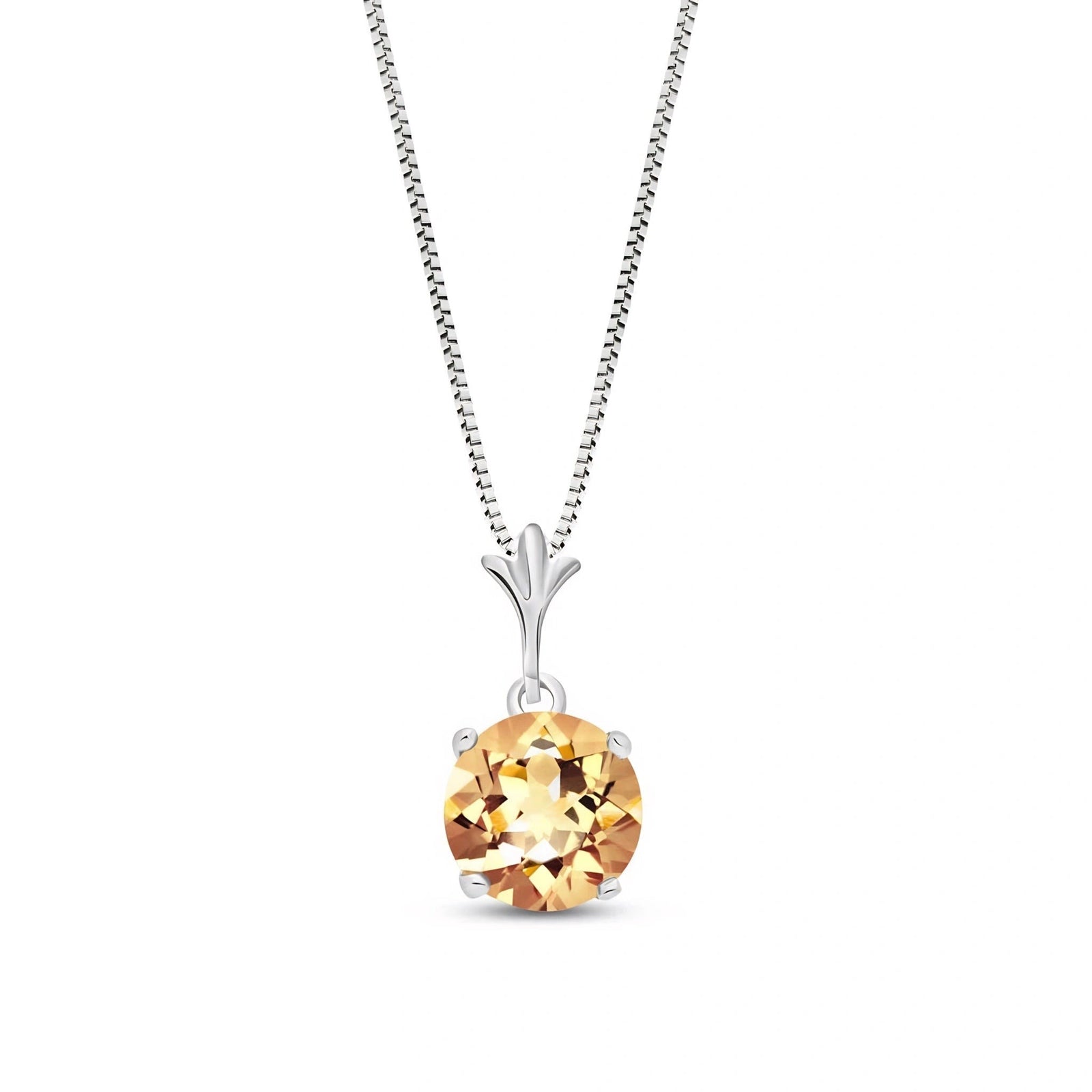 White Gold Petal Rose Necklace Citrine 10K — Liliana