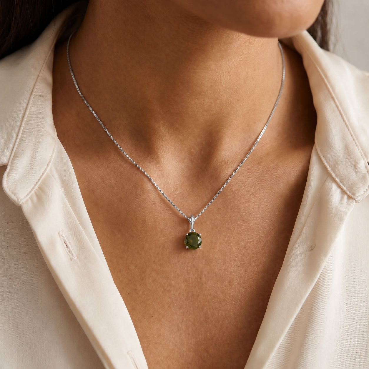 White Gold Petal Rose Necklace Citrine 10K — Liliana