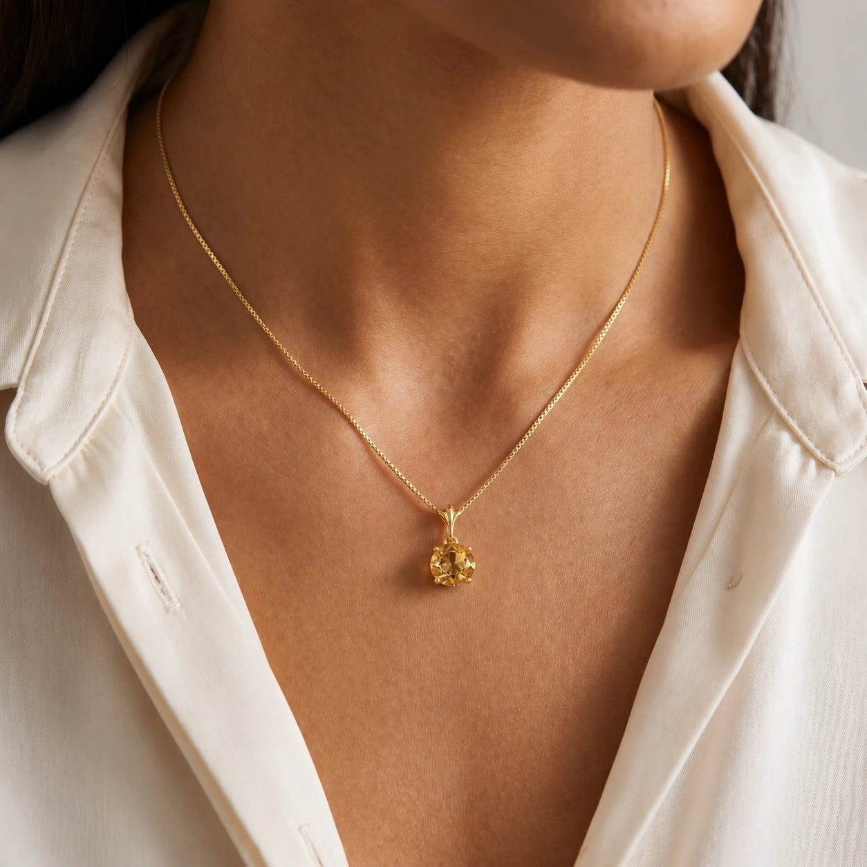 Yellow Gold Petal Rose Necklace Citrine 10K — Liliana