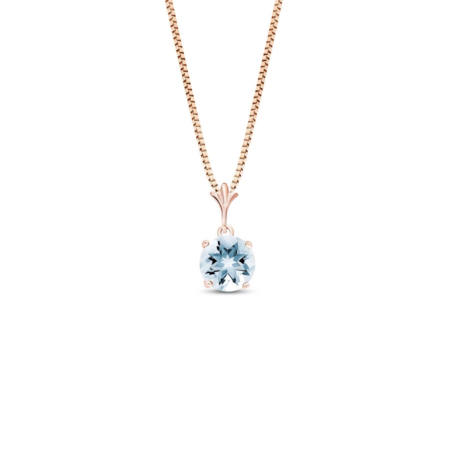Rose Gold Petal Rose Necklace Aquamarine 10K — Liliana