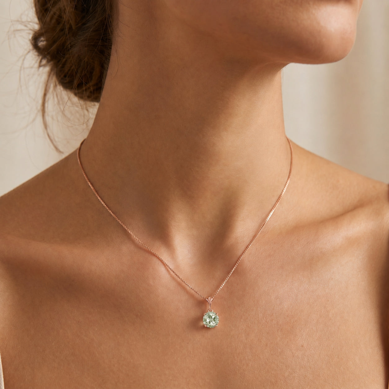 Rose Gold Petal Rose Necklace Aquamarine 10K — Liliana