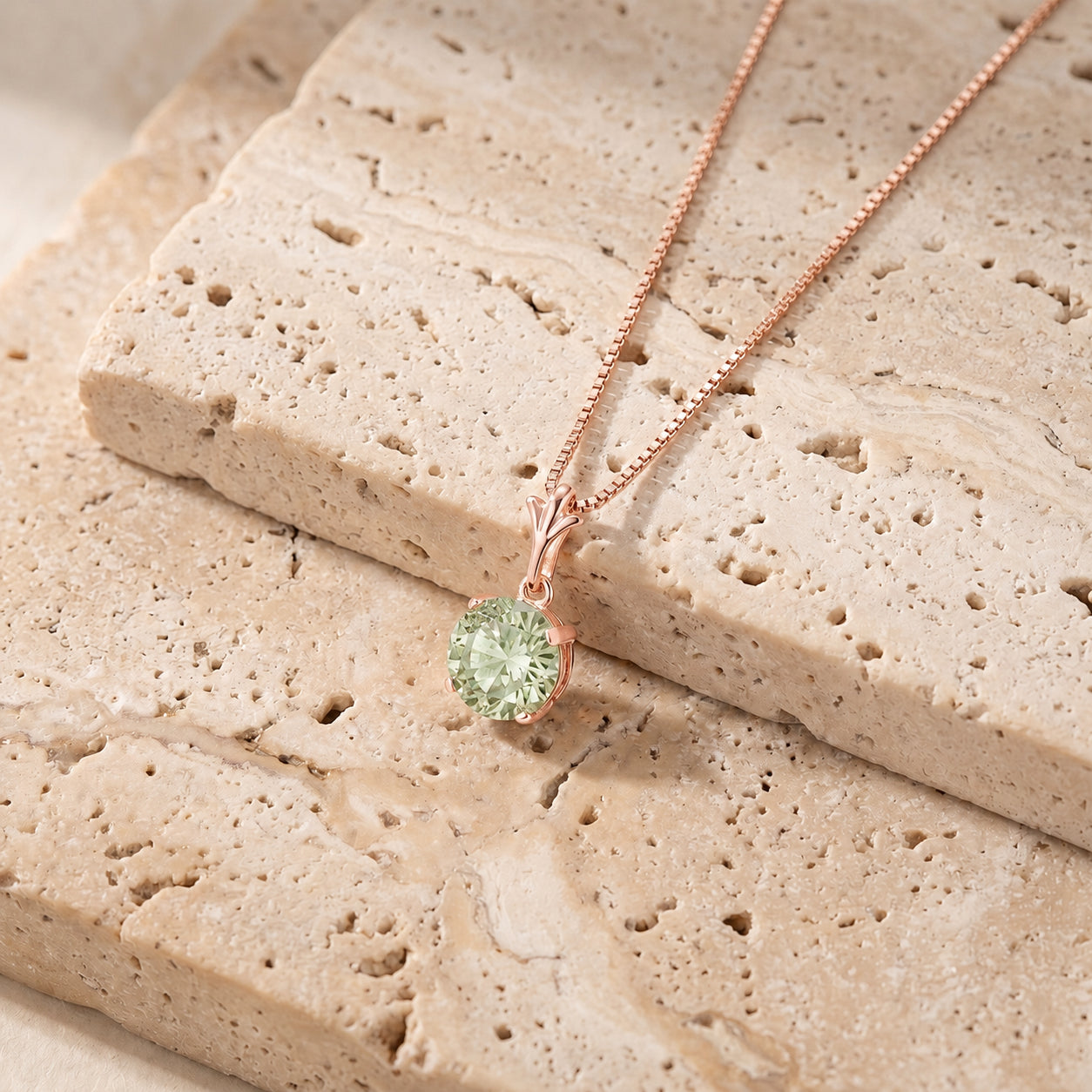 Rose Gold Petal Rose Necklace Aquamarine 10K — Liliana