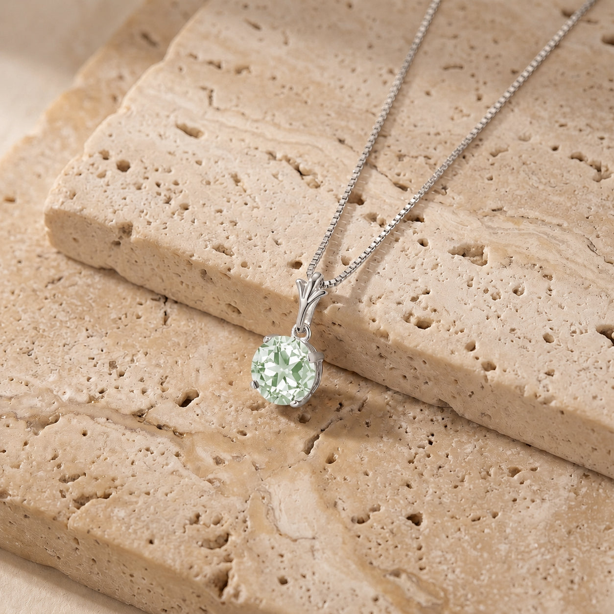 White Gold Petal Rose Necklace Aquamarine 10K — Liliana