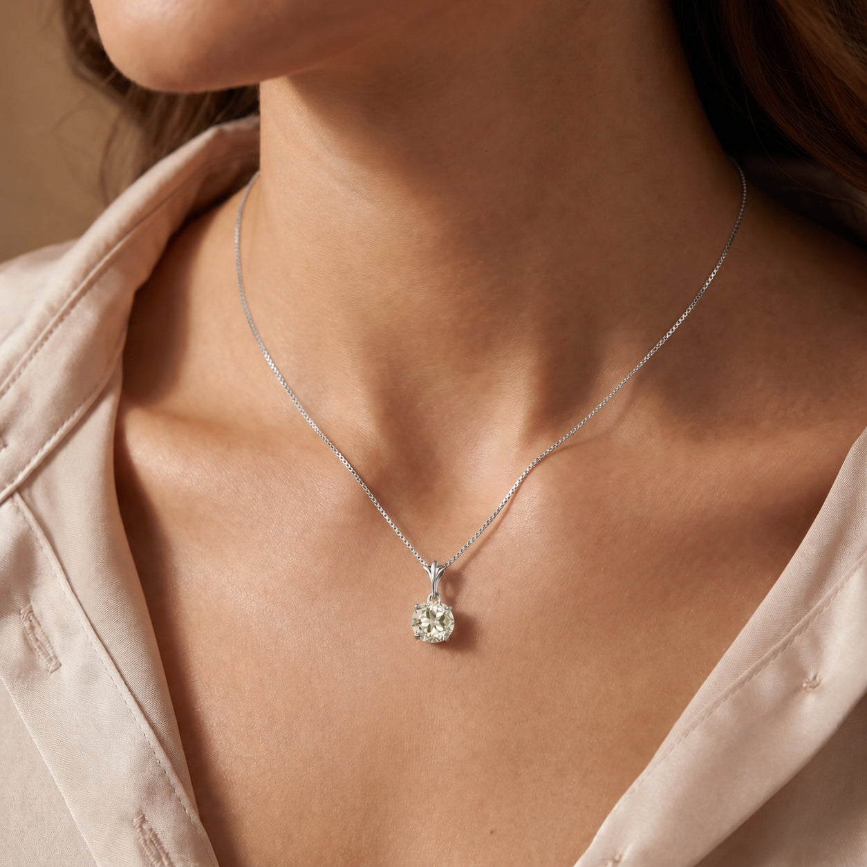 White Gold Petal Rose Necklace Aquamarine 10K — Liliana