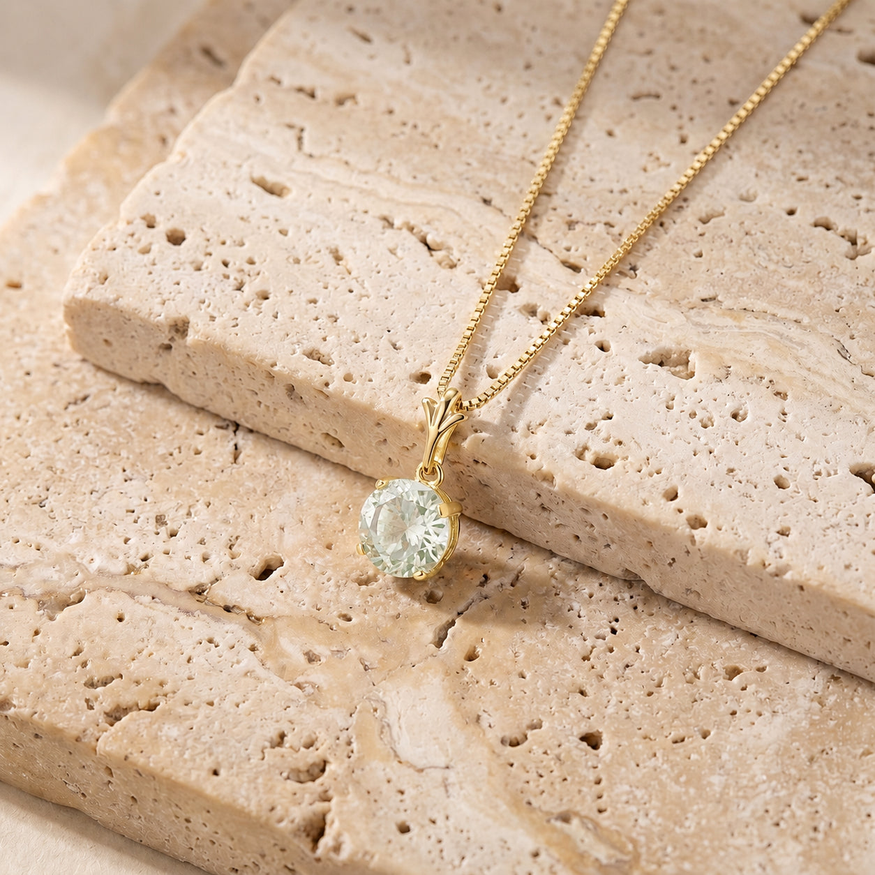Yellow Gold Petal Rose Necklace Aquamarine 10K — Liliana