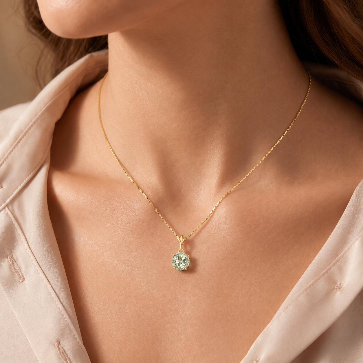 Yellow Gold Petal Rose Necklace Aquamarine 10K — Liliana