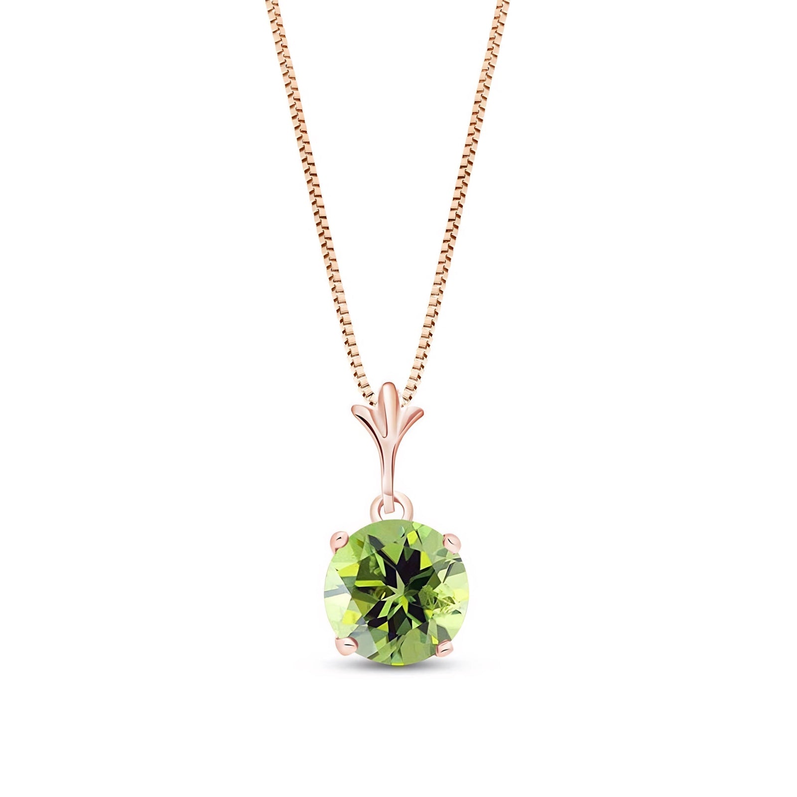 Rose Gold Petal Rose Necklace Green Amethyst 10K — Liliana