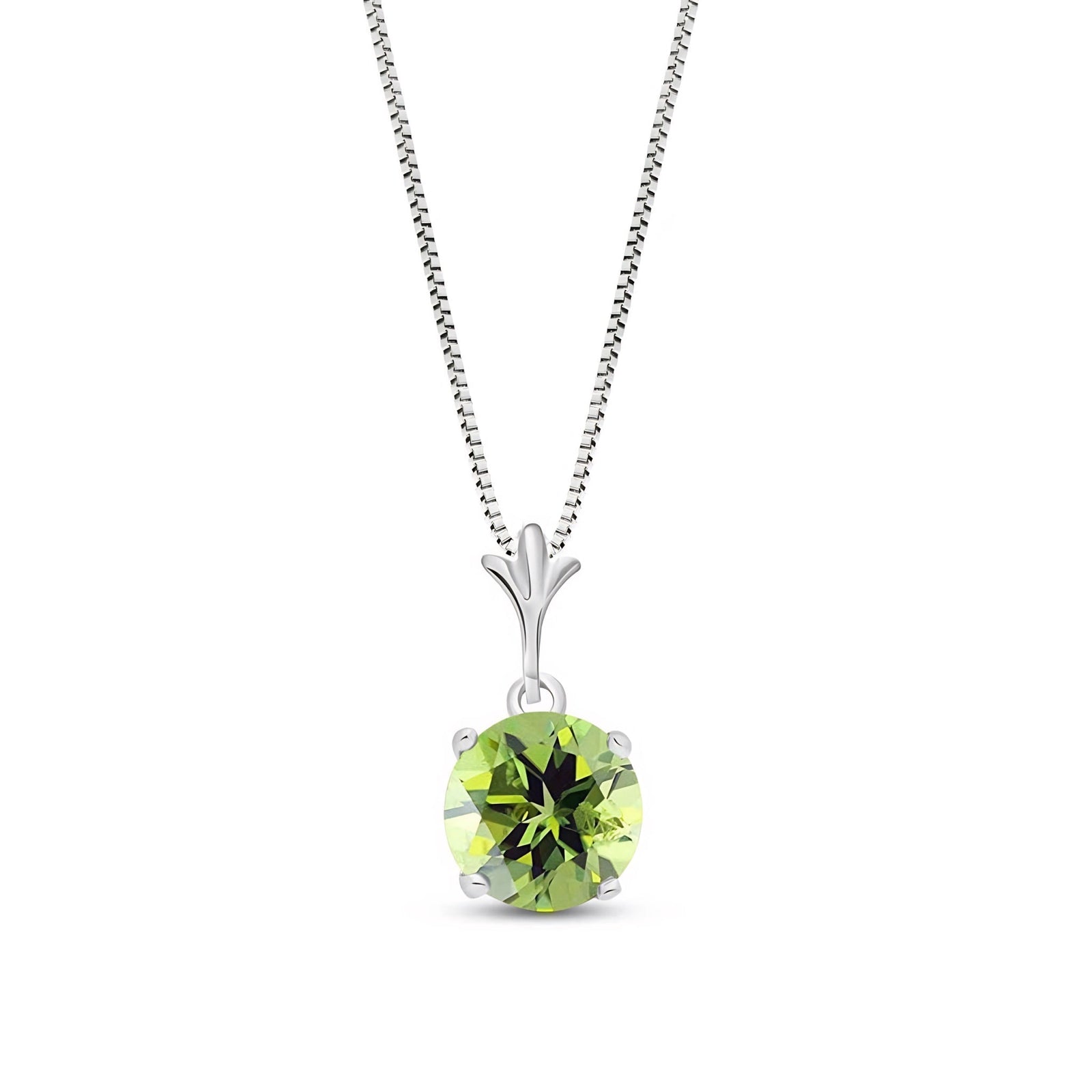 White Gold Petal Rose Necklace Green Amethyst 10K — Liliana
