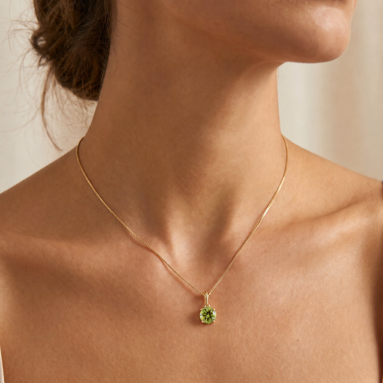 Yellow Gold Petal Rose Necklace Green Amethyst 10K — Liliana