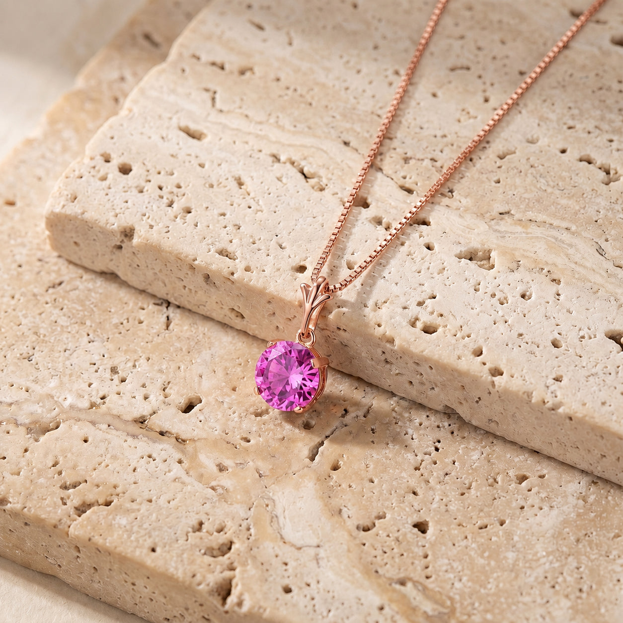 Rose Gold Petal Rose Necklace Ruby 10K — Liliana