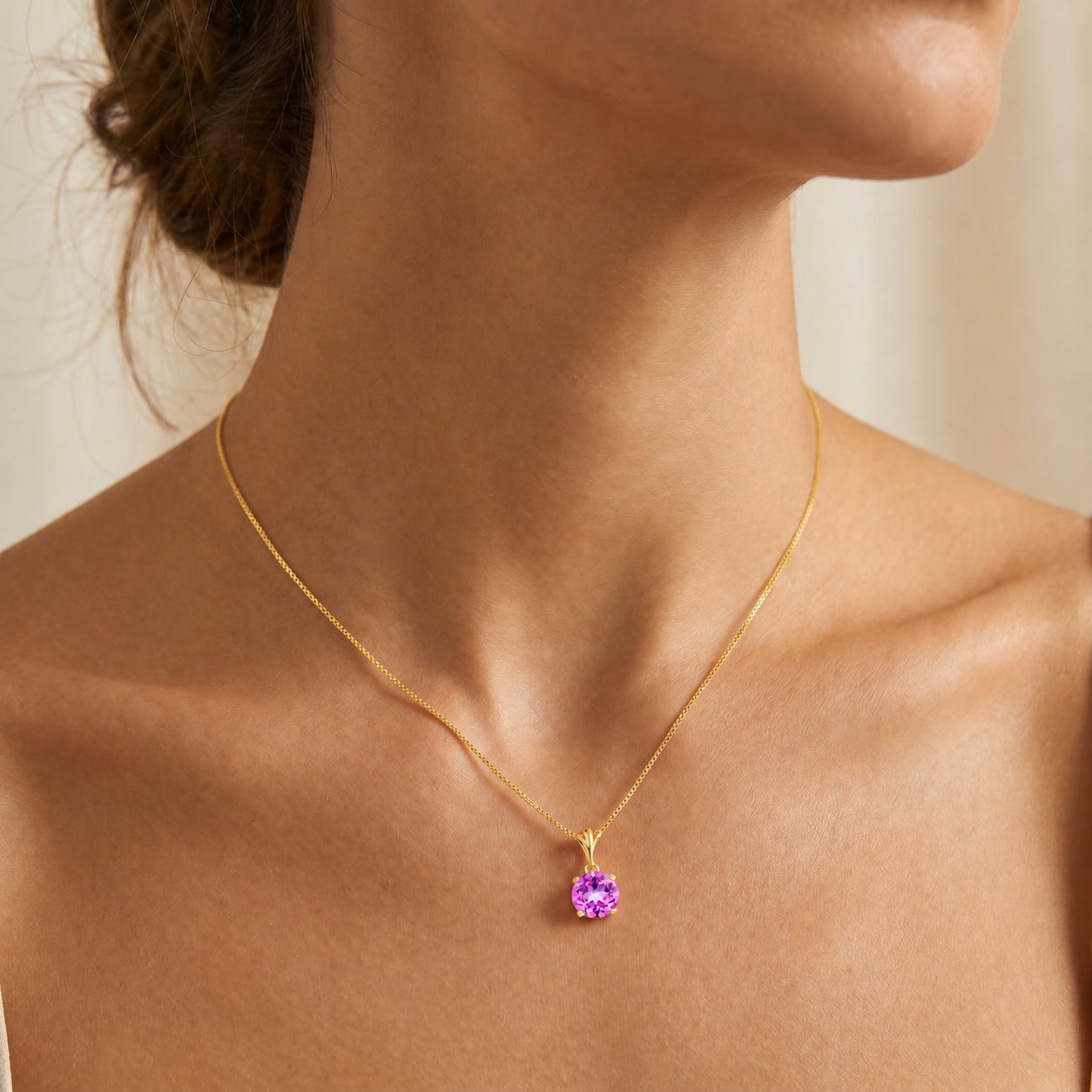 Yellow Gold Petal Rose Necklace Ruby 10K — Liliana