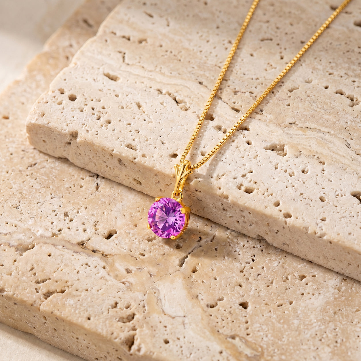 Yellow Gold Petal Rose Necklace Ruby 10K — Liliana