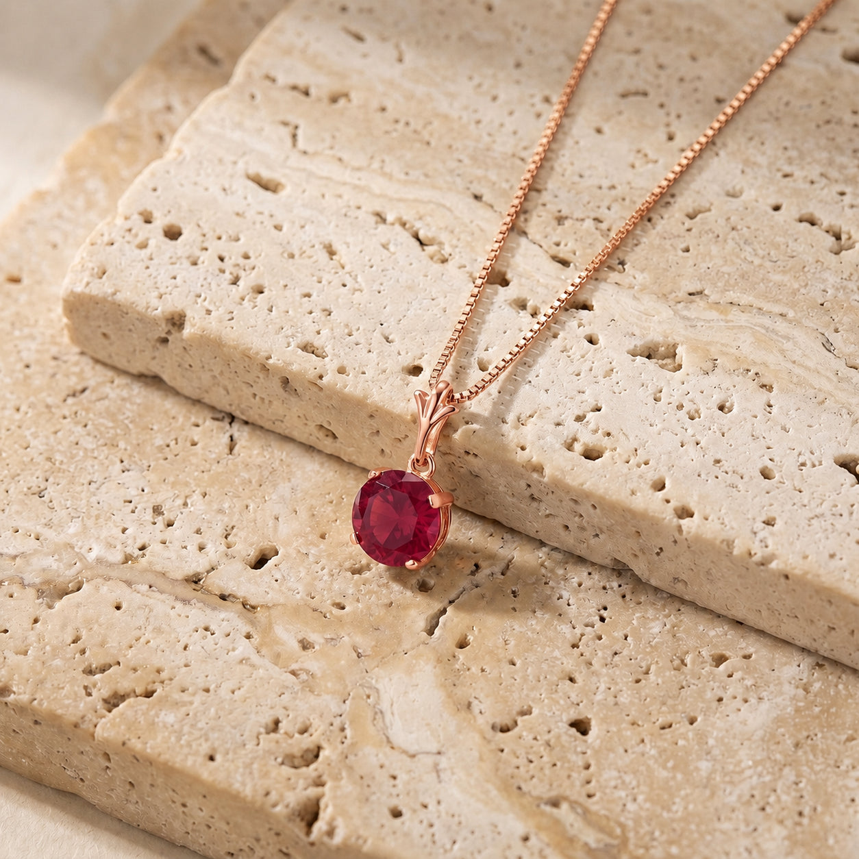Rose Gold Petal Rose Necklace Sapphire 10K — Liliana