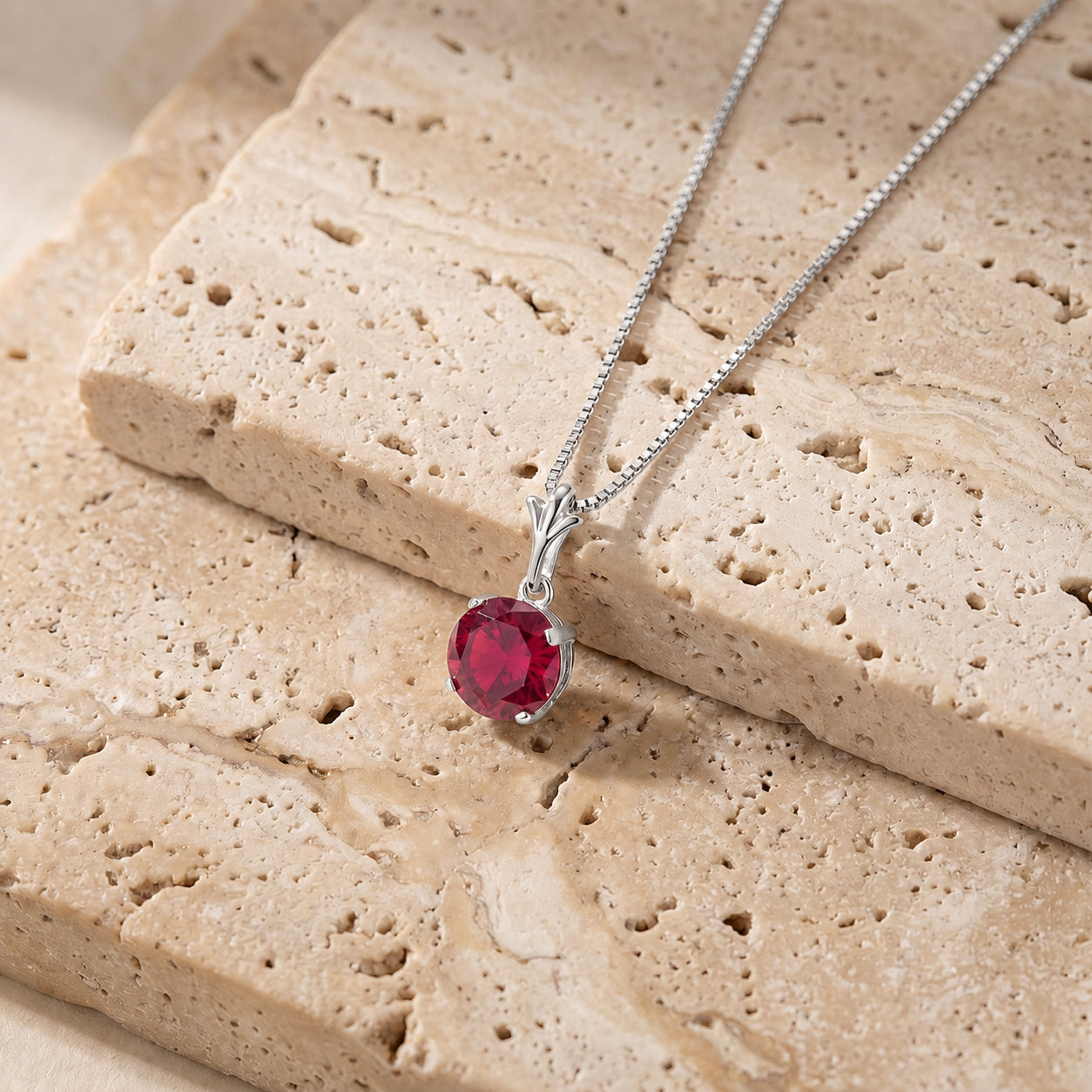 White Gold Petal Rose Necklace Sapphire 10K — Liliana