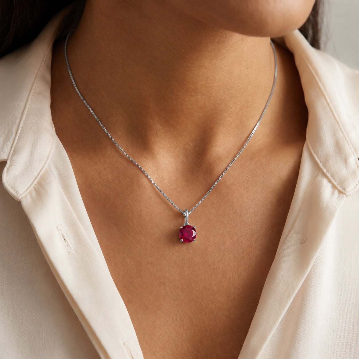 White Gold Petal Rose Necklace Sapphire 10K — Liliana