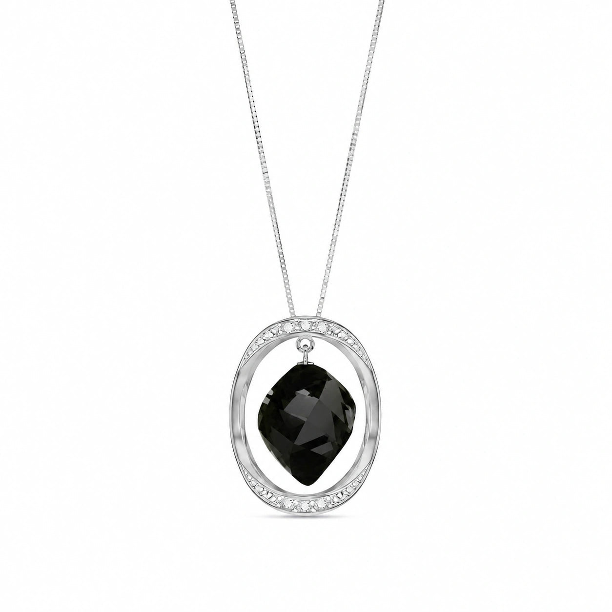 White Gold Pendant Necklace Diamond 10K — Loretta