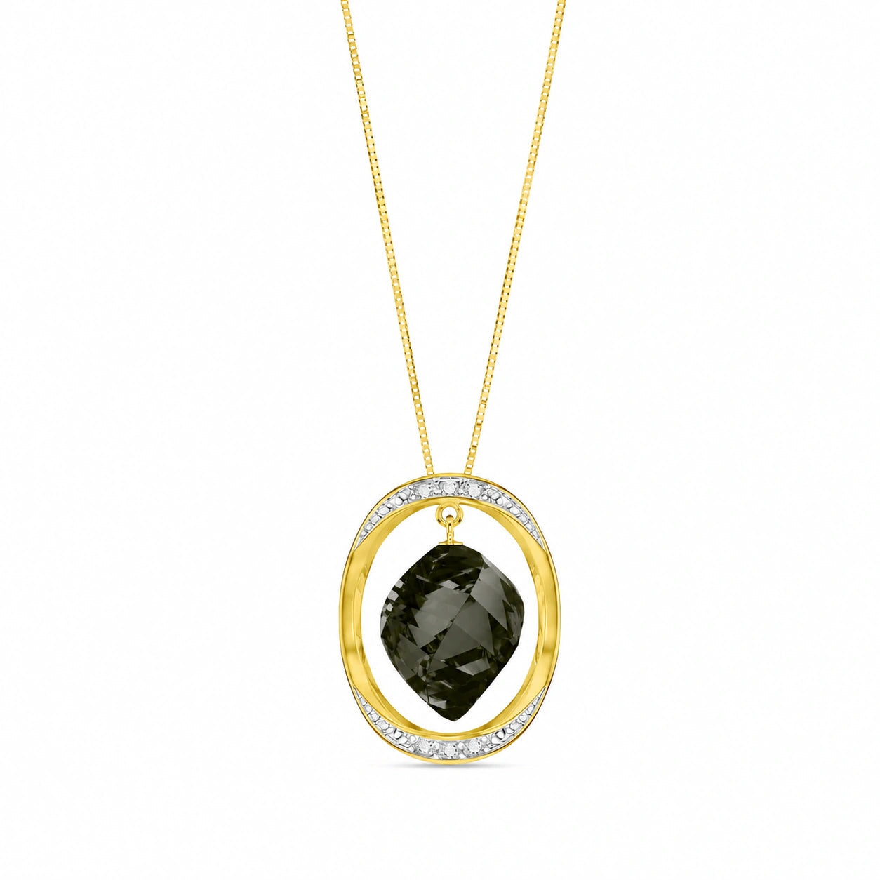 Yellow Gold Pendant Necklace Diamond 10K — Loretta