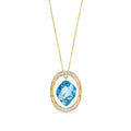 Yellow Gold Pendant Necklace Blue Topaz 10K — Loretta