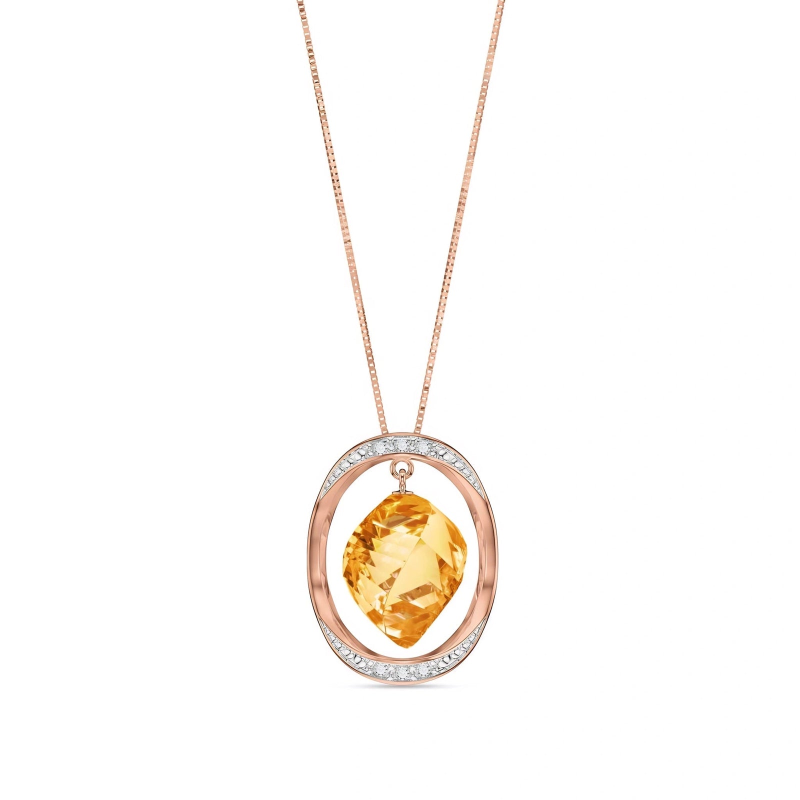 Rose Gold Pendant Necklace Citrine 10K — Loretta
