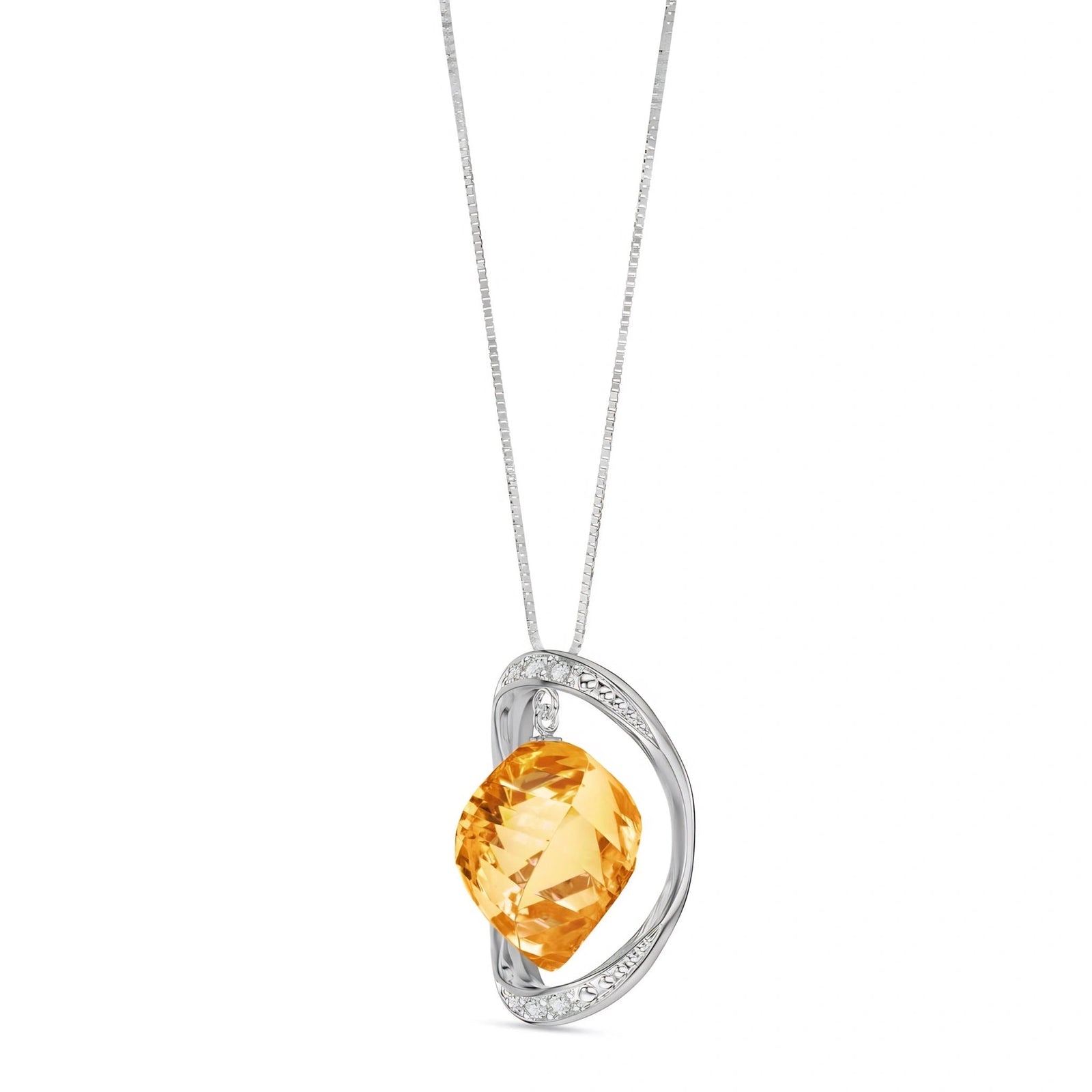 White Gold Pendant Necklace Citrine 10K — Loretta