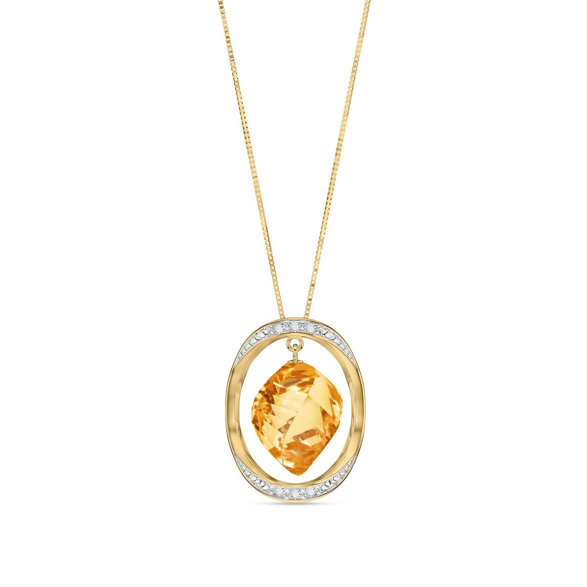 Yellow Gold Pendant Necklace Citrine 10K — Loretta