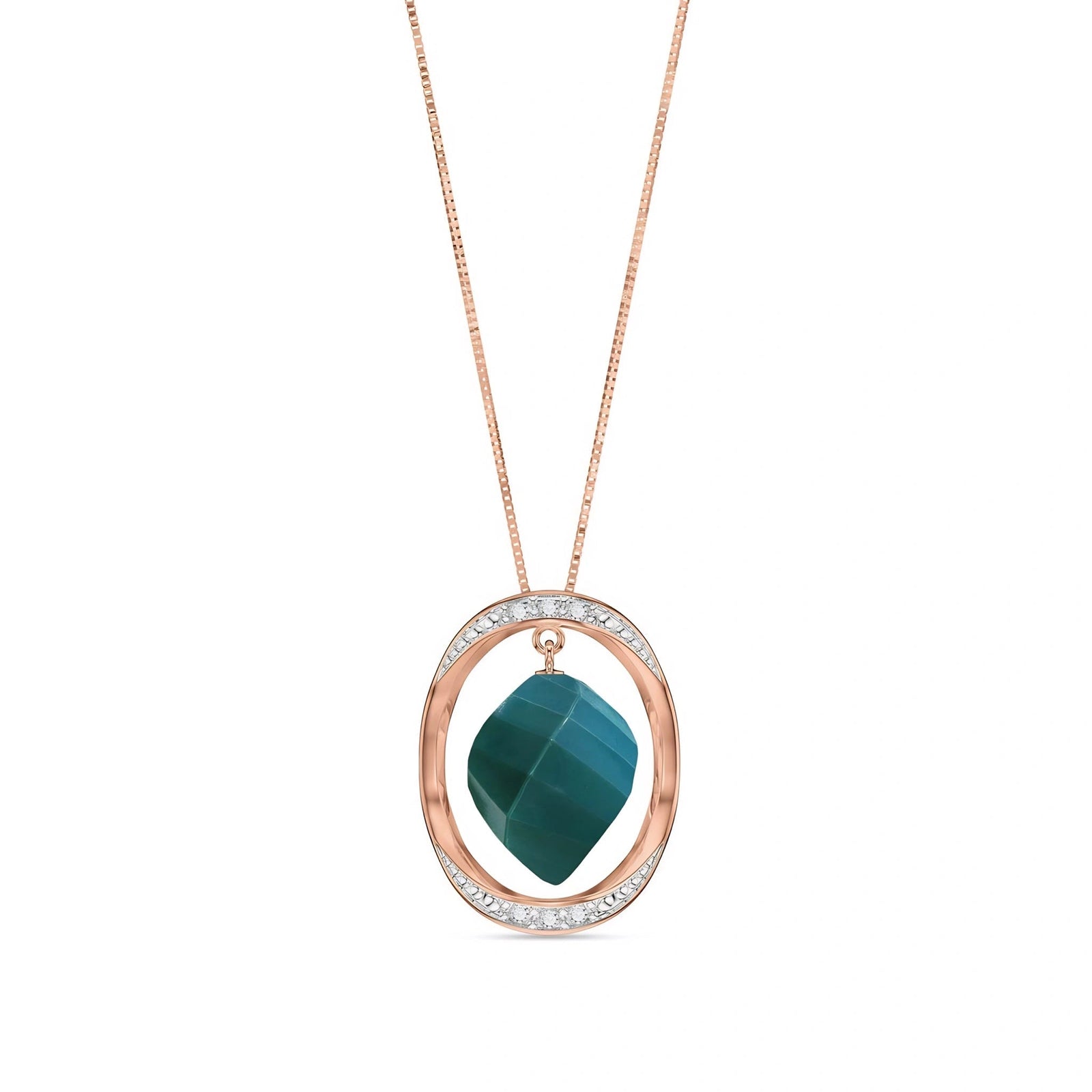 Rose Gold Pendant Necklace Green Sapphire 10K — Loretta