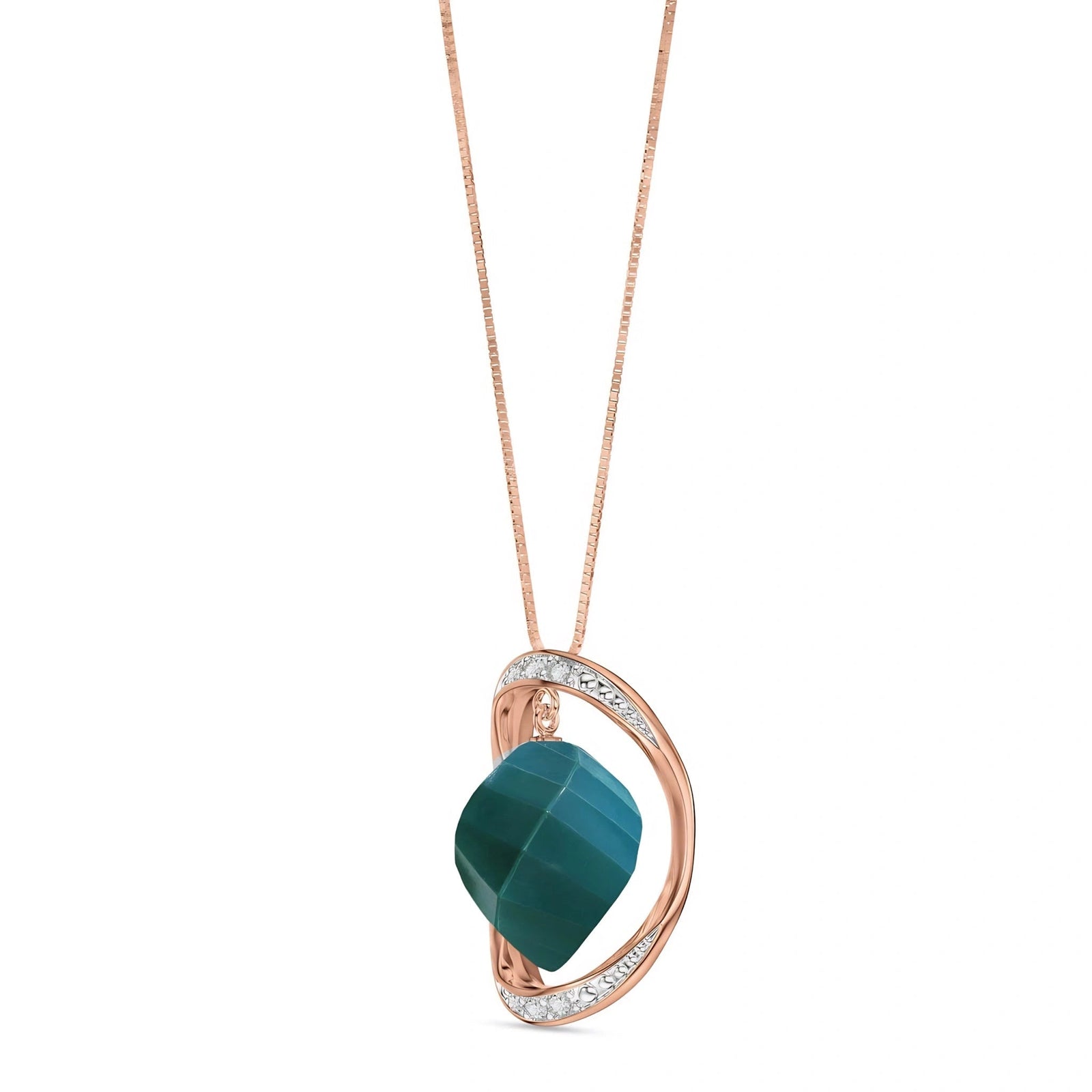 Rose Gold Pendant Necklace Green Sapphire 10K — Loretta