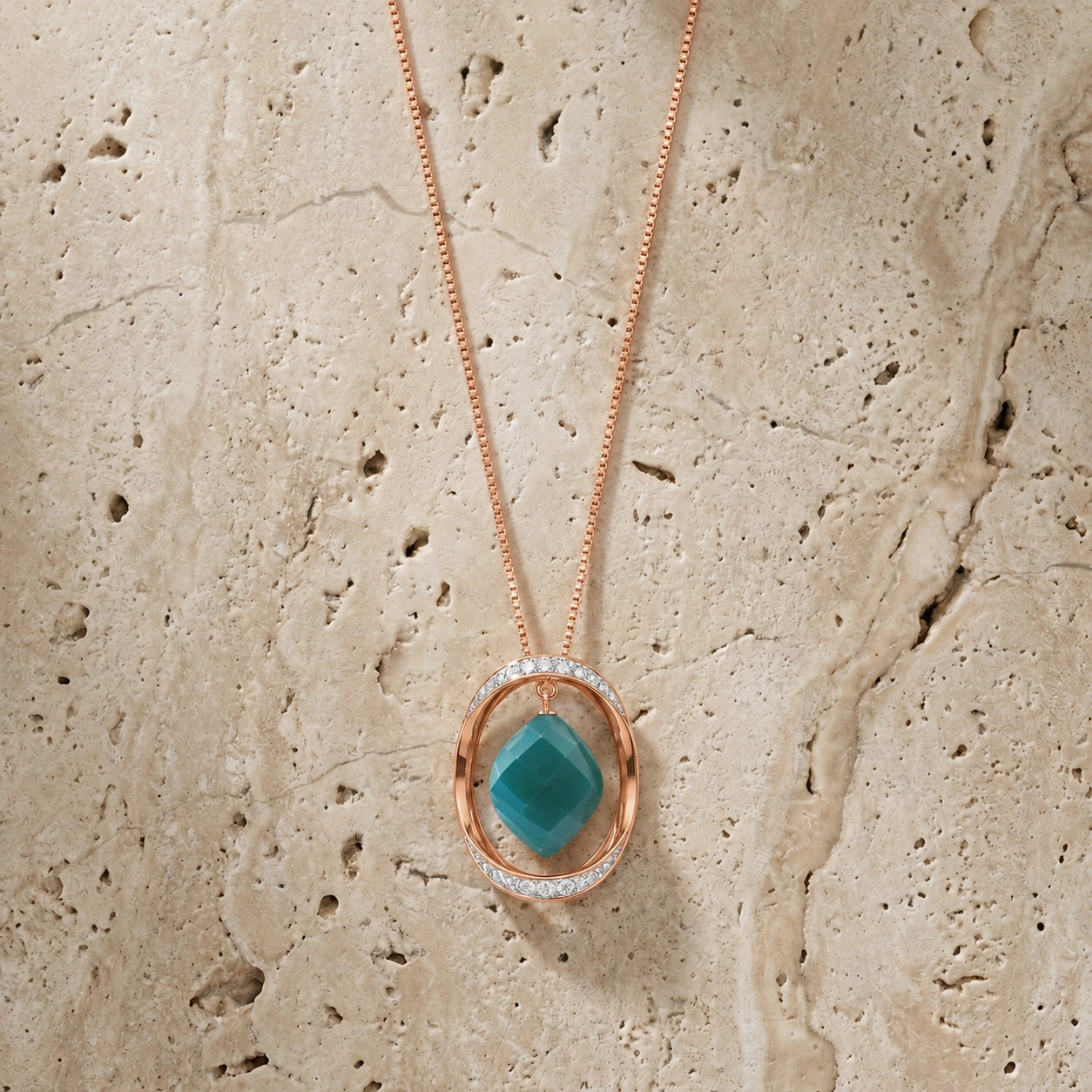 Rose Gold Pendant Necklace Green Sapphire 10K — Loretta