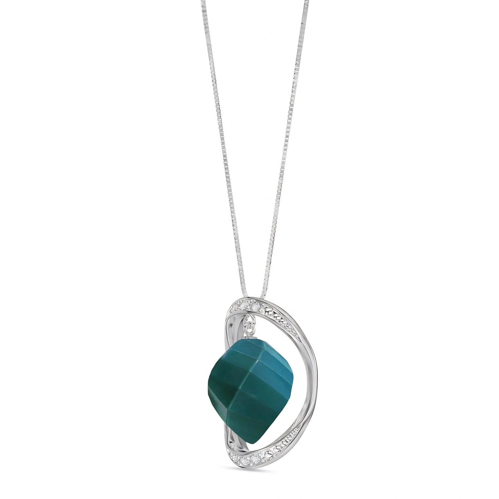 White Gold Pendant Necklace Green Sapphire 10K — Loretta