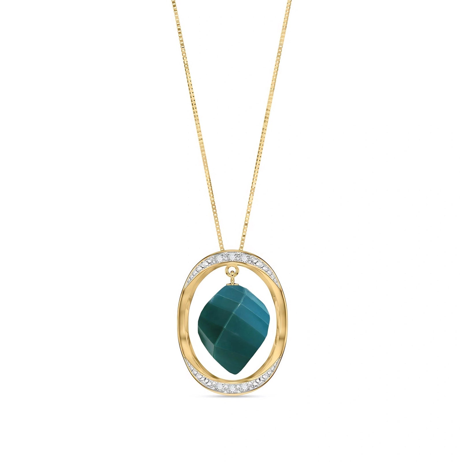 Yellow Gold Pendant Necklace Green Sapphire 10K — Loretta