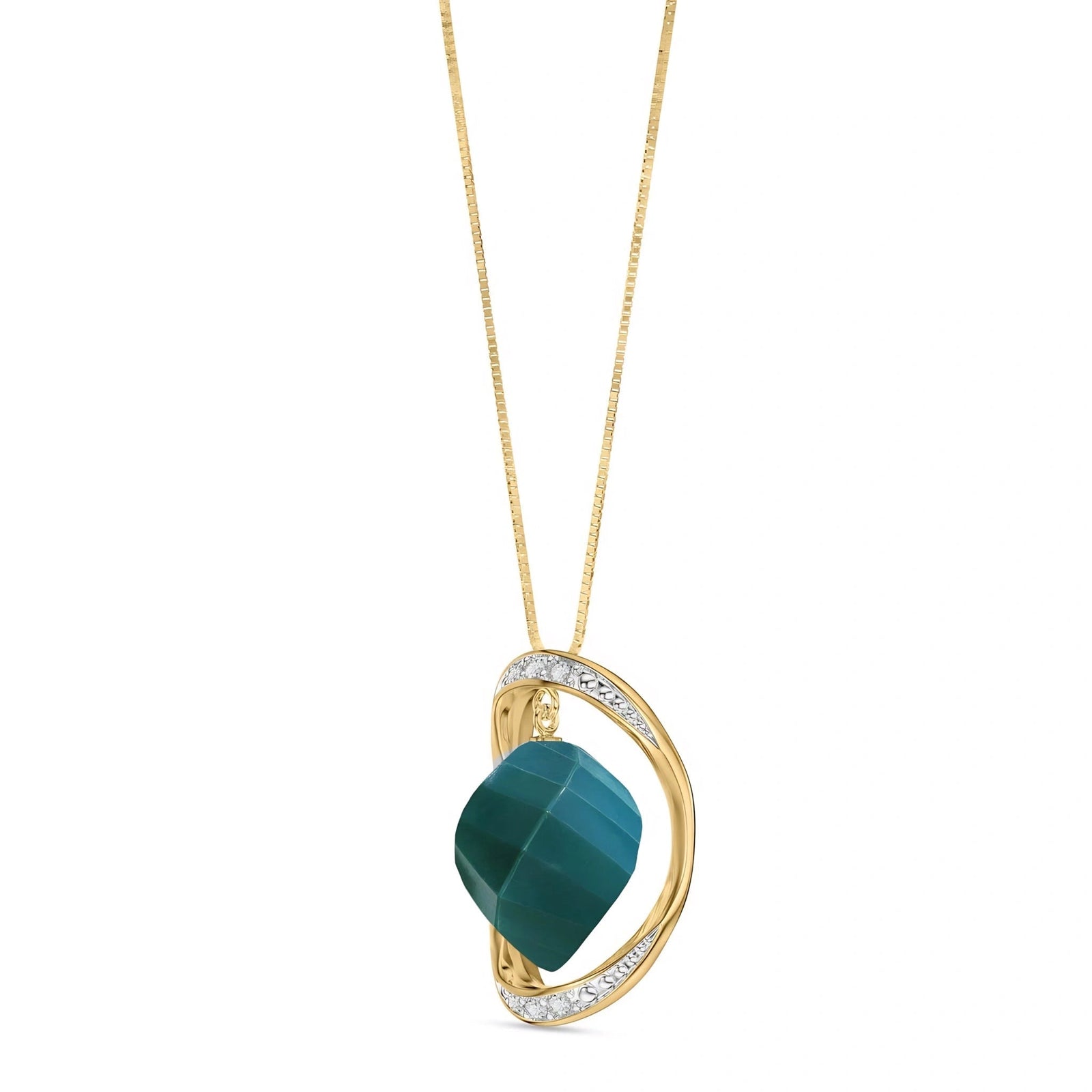Yellow Gold Pendant Necklace Green Sapphire 10K — Loretta