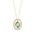 Yellow Gold Pendant Necklace Green Amethyst 10K — Loretta