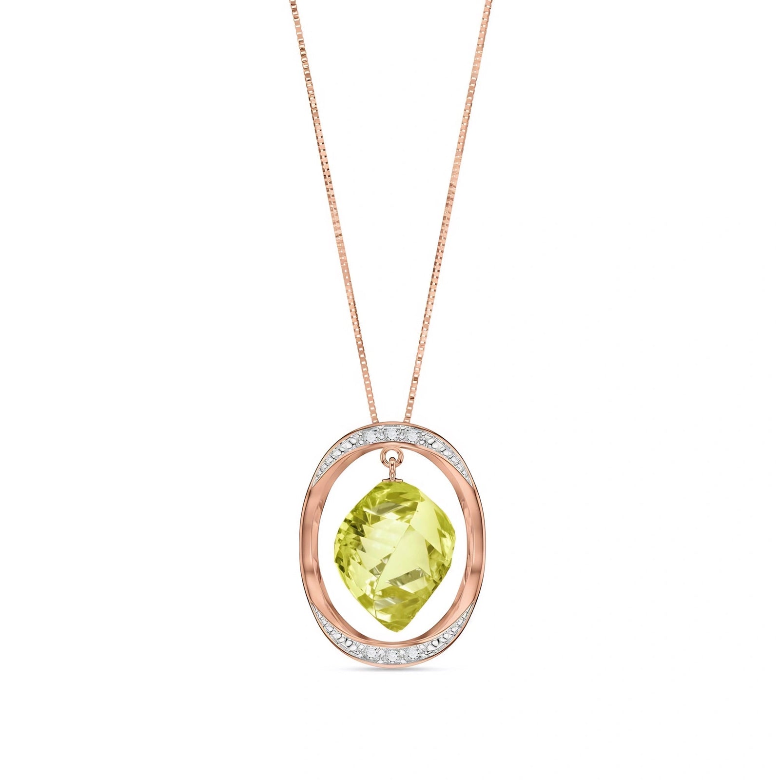 Rose Gold Pendant Necklace Lemon Quartz 10K — Loretta