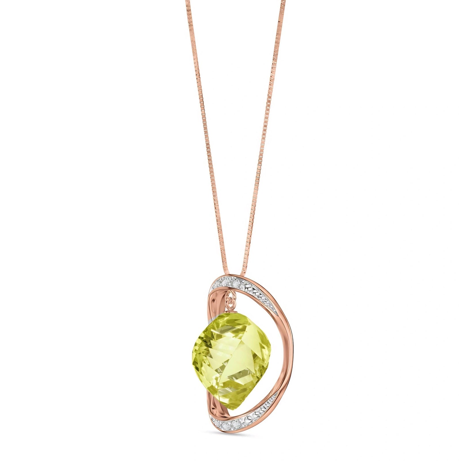 Rose Gold Pendant Necklace Lemon Quartz 10K — Loretta