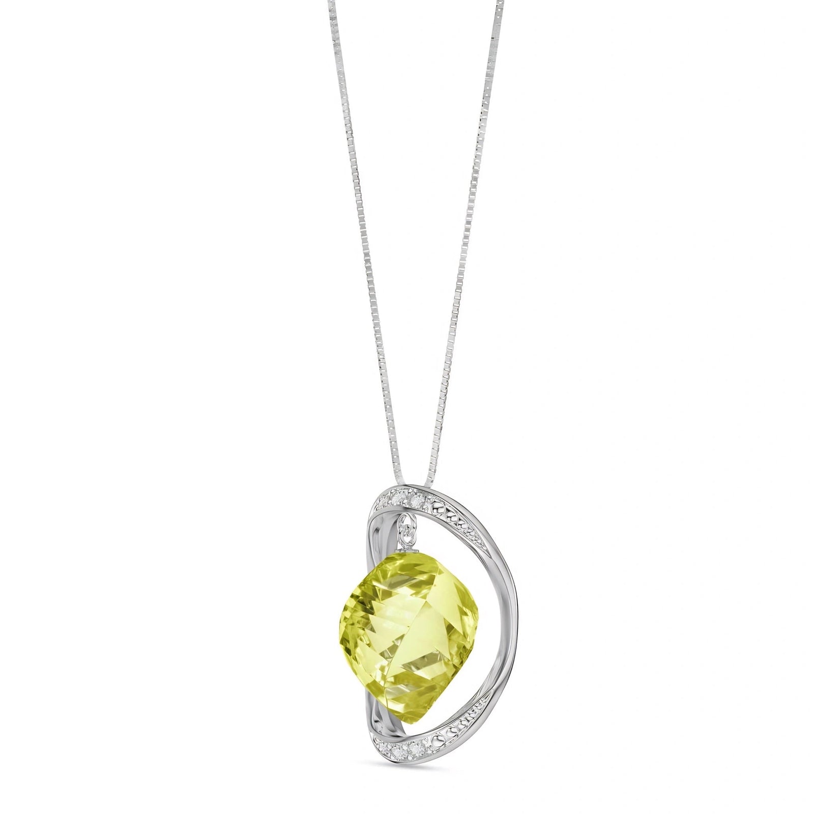 White Gold Pendant Necklace Lemon Quartz 10K — Loretta