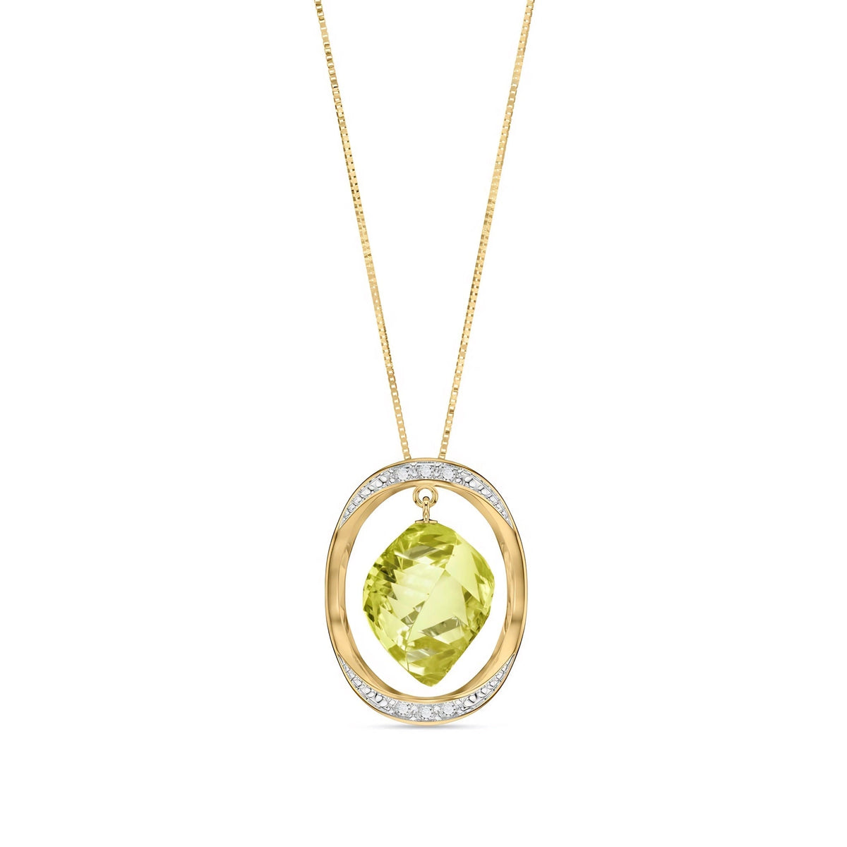 Yellow Gold Pendant Necklace Lemon Quartz 10K — Loretta
