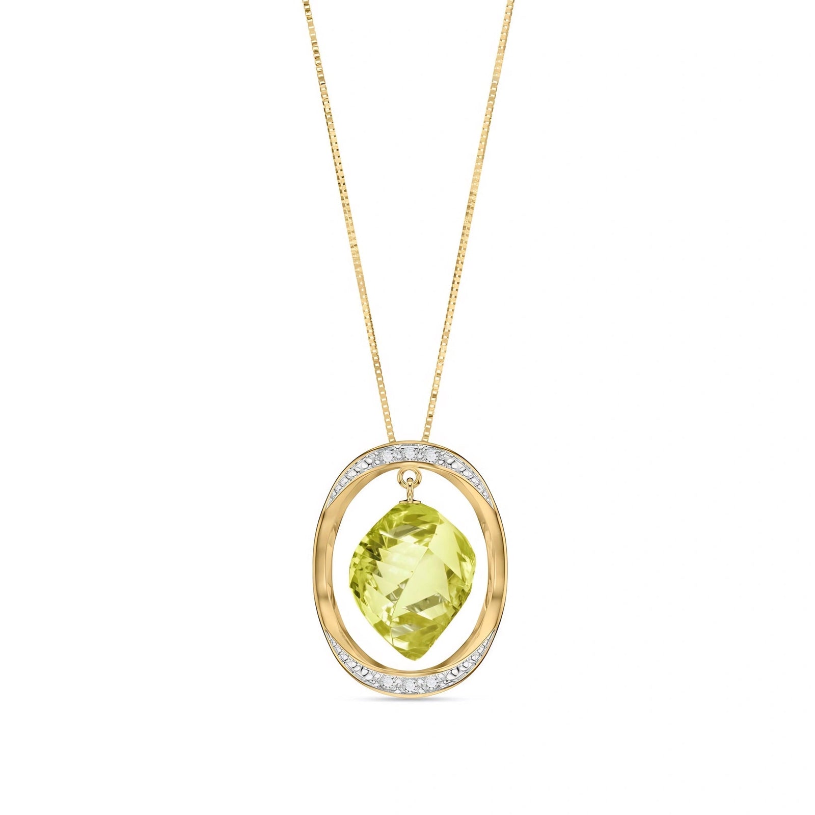 Yellow Gold Pendant Necklace Lemon Quartz 10K — Loretta