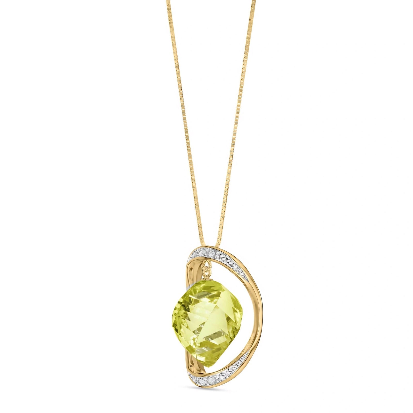 Yellow Gold Pendant Necklace Lemon Quartz 10K — Loretta