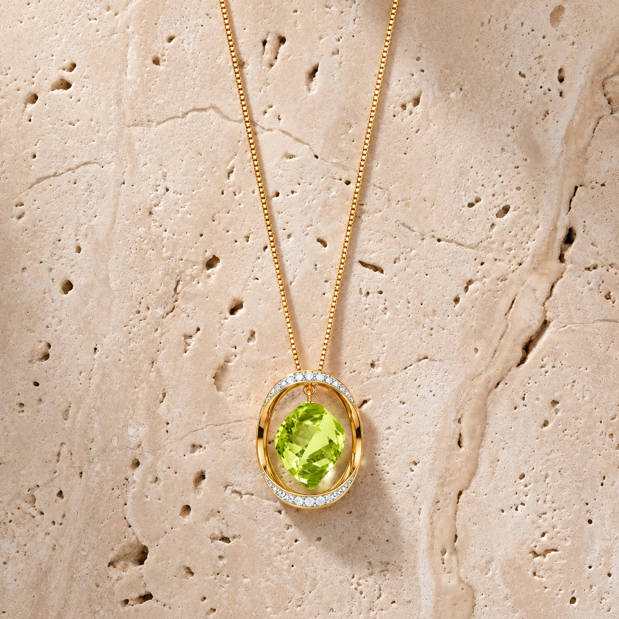 Yellow Gold Pendant Necklace Lemon Quartz 10K — Loretta