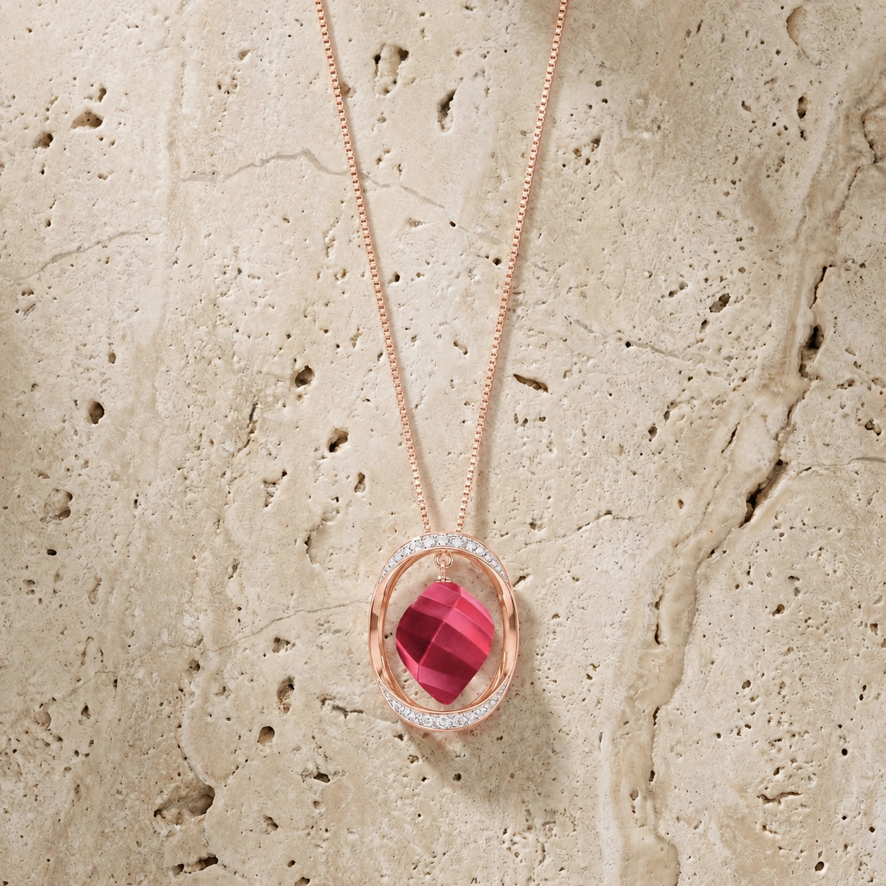 Rose Gold Pendant Necklace Ruby 10K — Loretta
