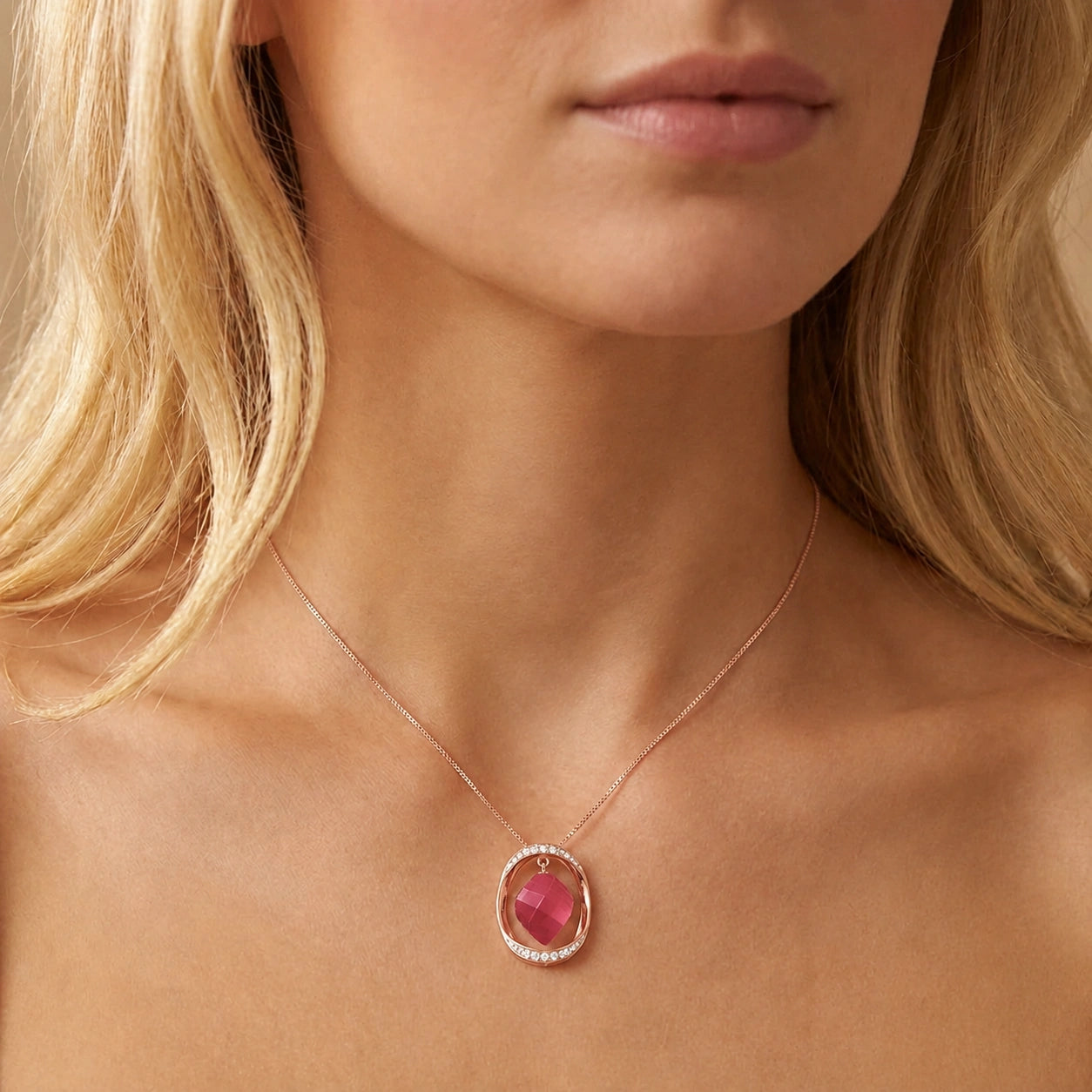 Rose Gold Pendant Necklace Ruby 10K — Loretta