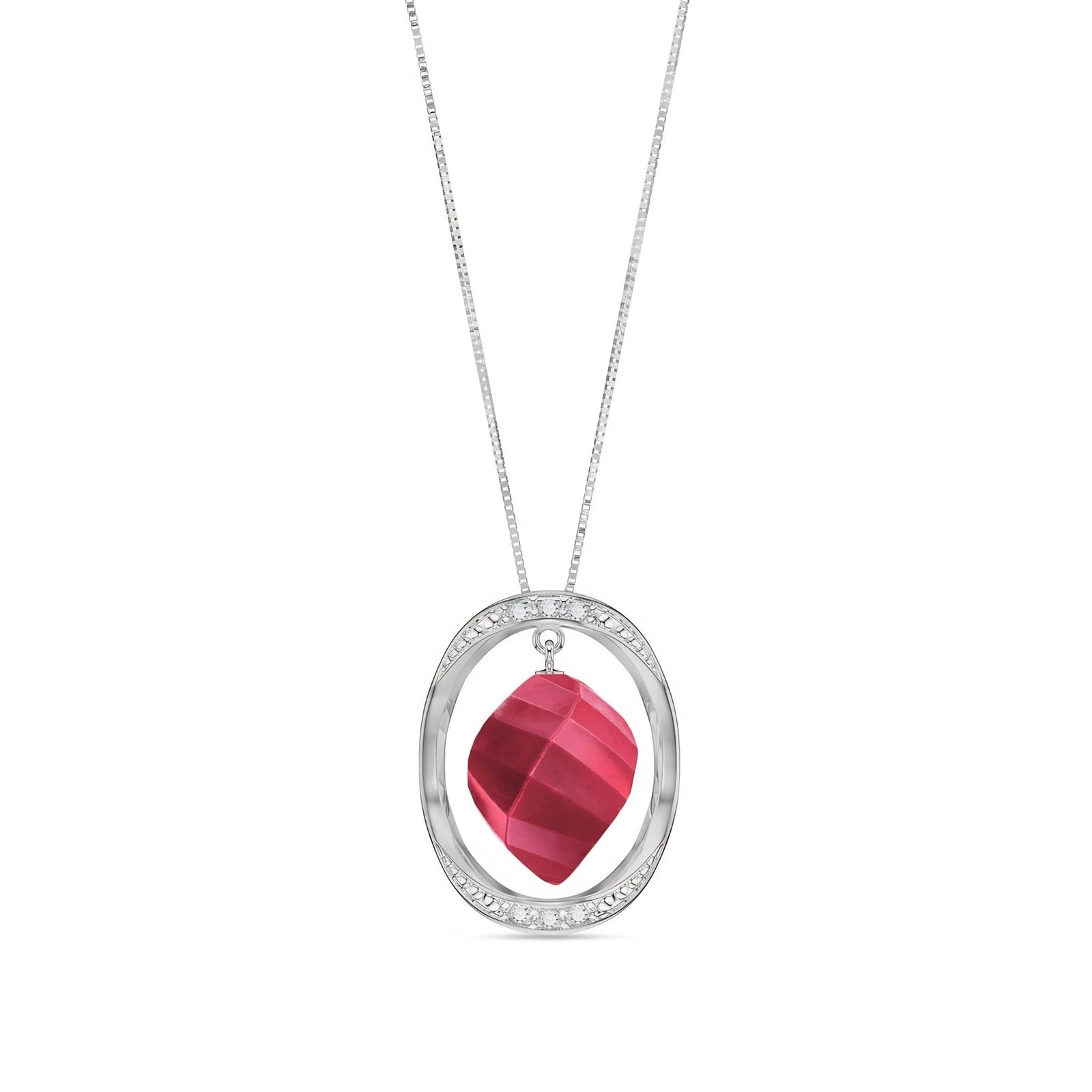 White Gold Pendant Necklace Ruby 10K — Loretta