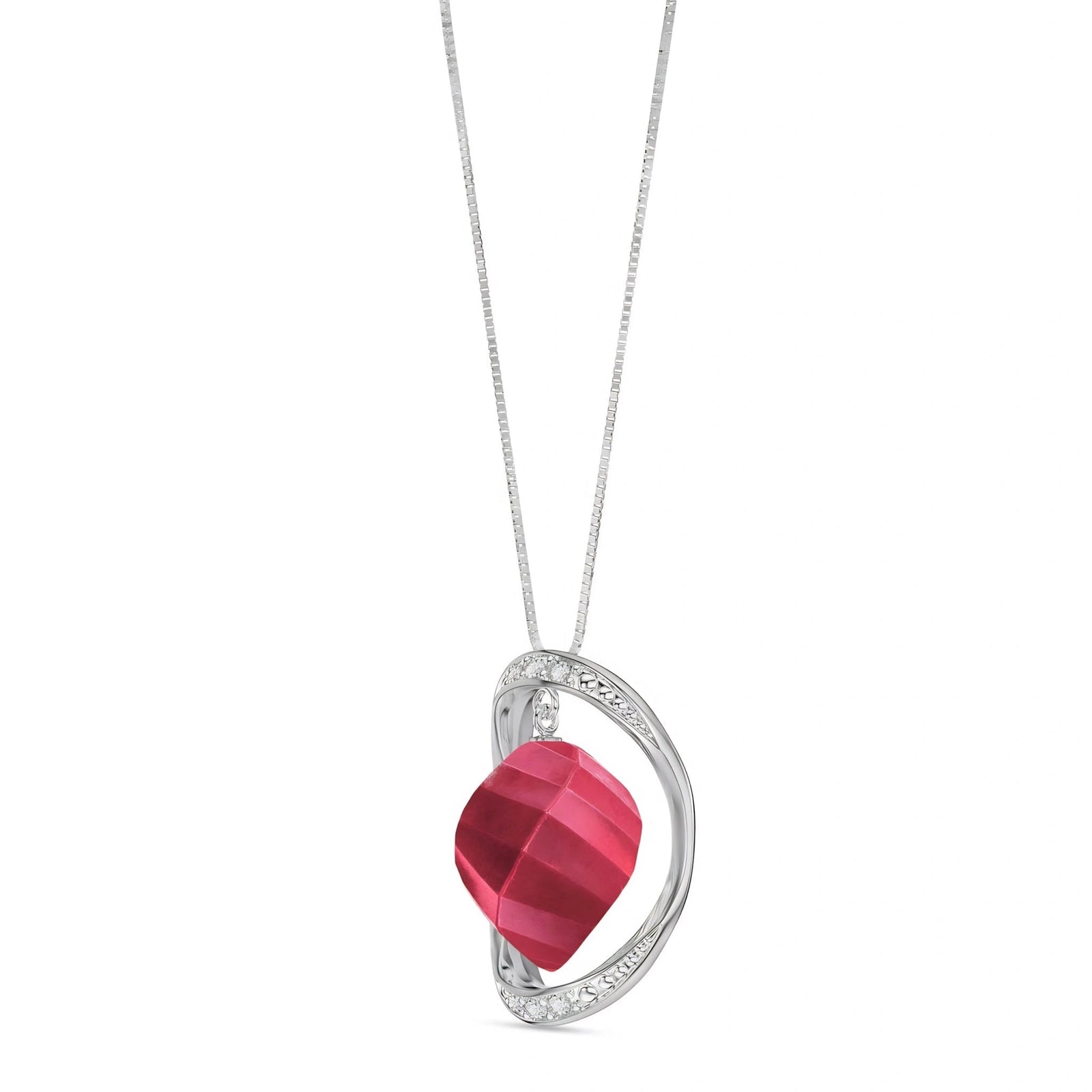 White Gold Pendant Necklace Ruby 10K — Loretta