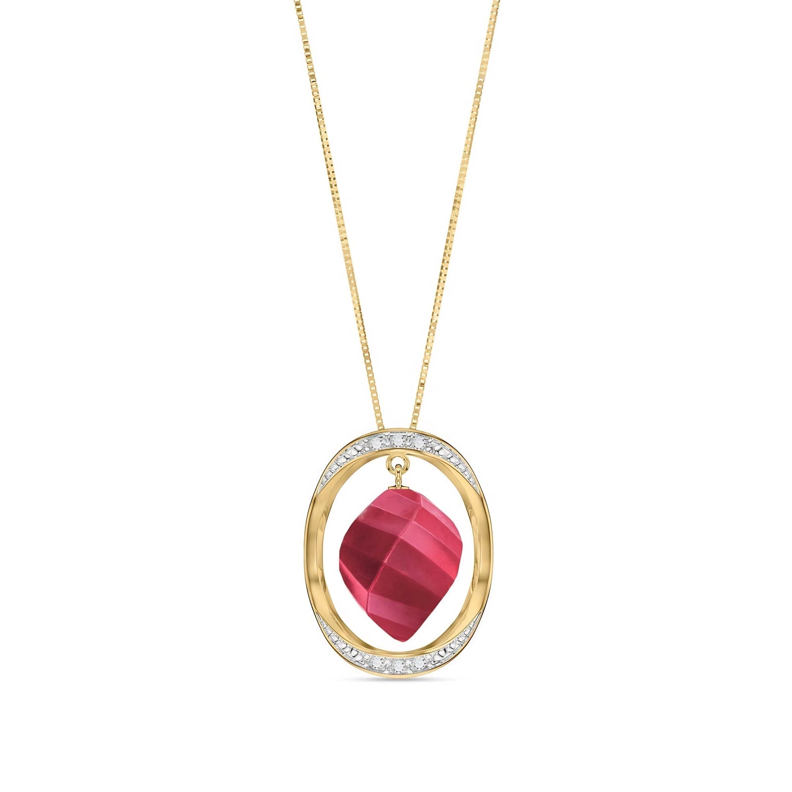 Yellow Gold Pendant Necklace Ruby 10K — Loretta
