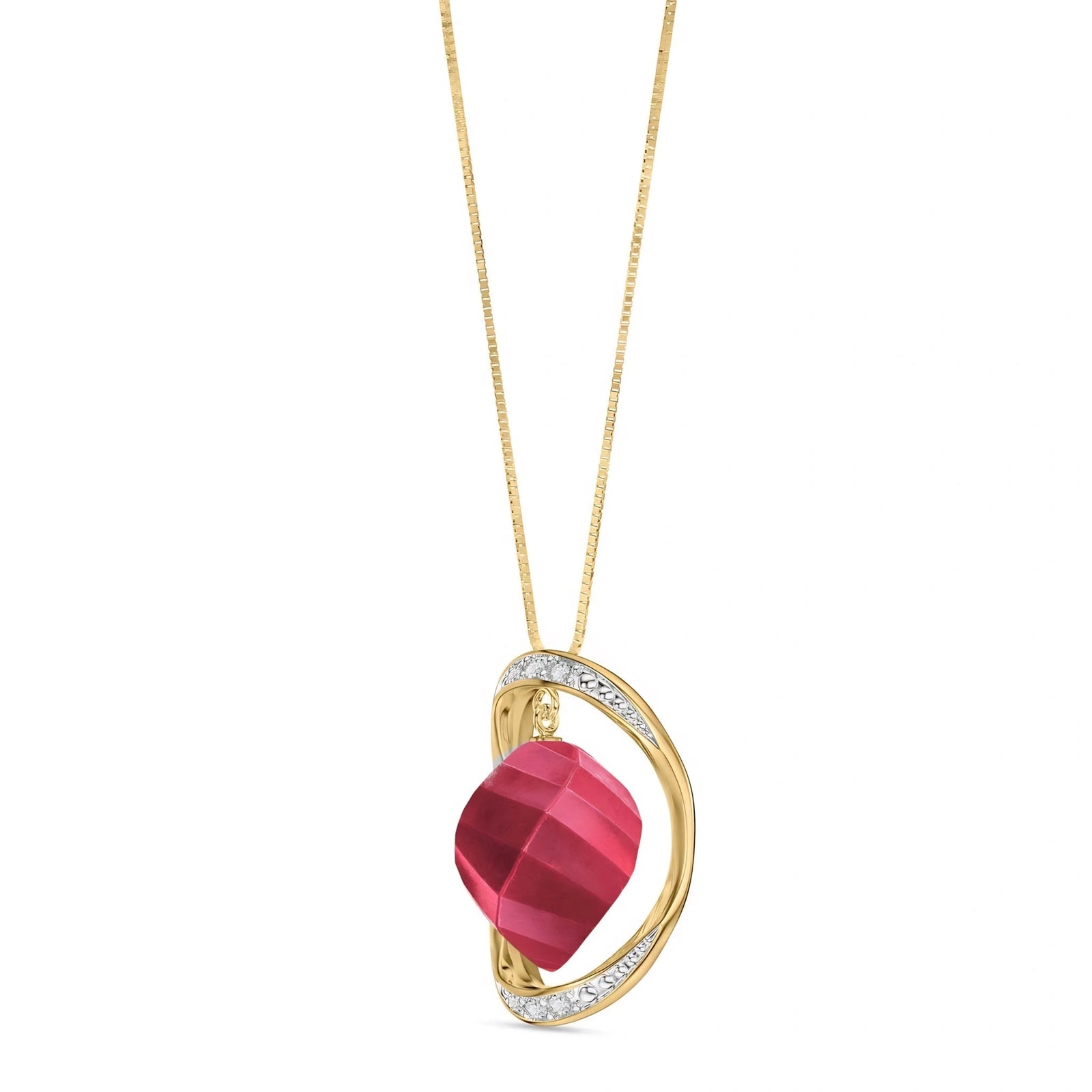 Yellow Gold Pendant Necklace Ruby 10K — Loretta