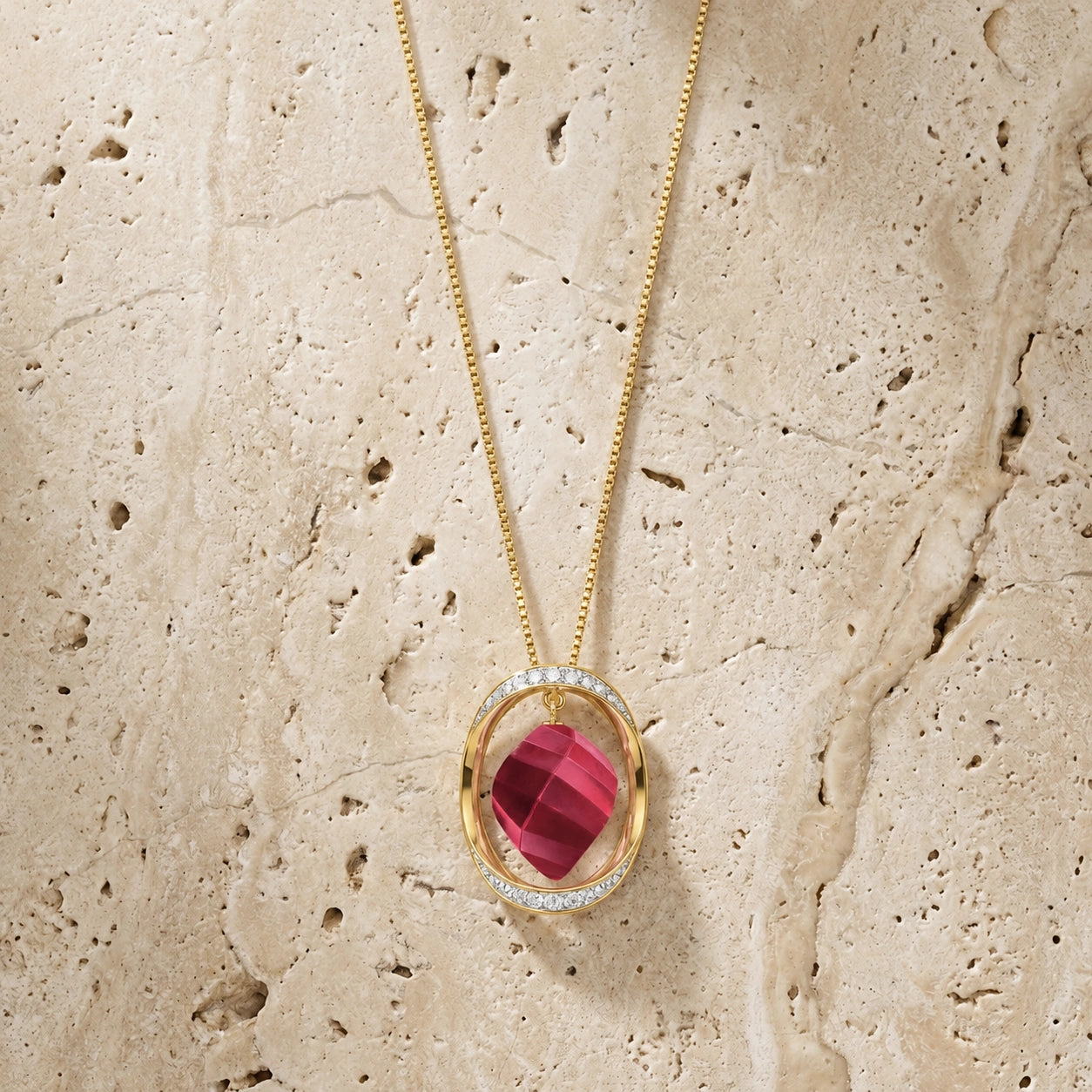 Yellow Gold Pendant Necklace Ruby 10K — Loretta