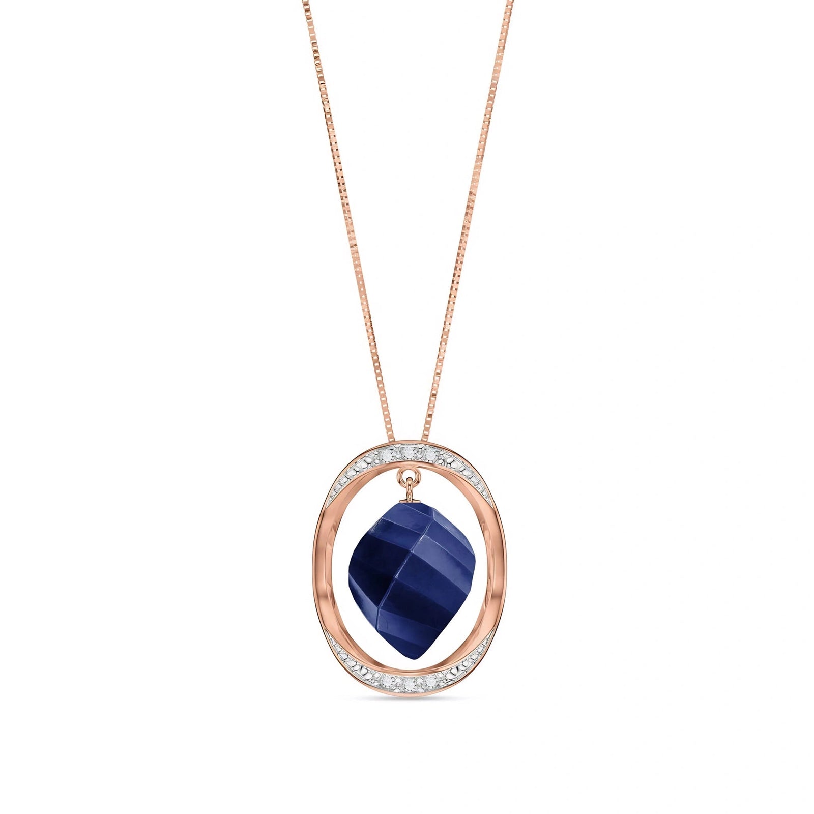 Rose Gold Pendant Necklace Sapphire 10K — Loretta