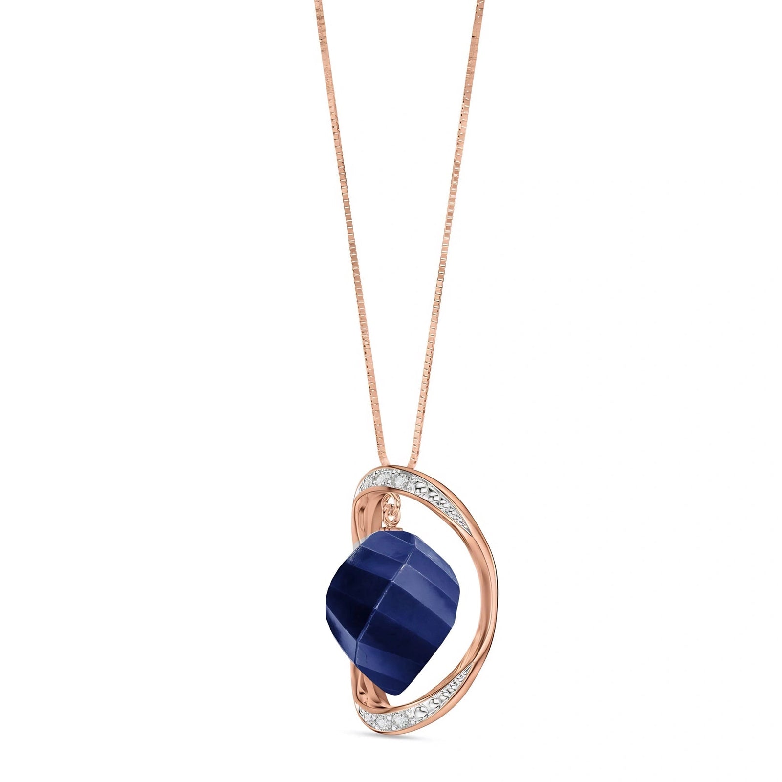 Rose Gold Pendant Necklace Sapphire 10K — Loretta